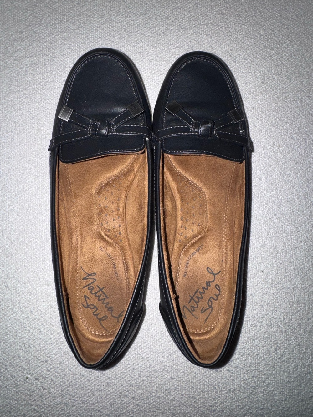 Natural Soul Black Loafers with Tan Insole